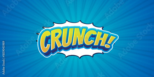 Vibrant comic book style text effect with the word crunch on blue background
