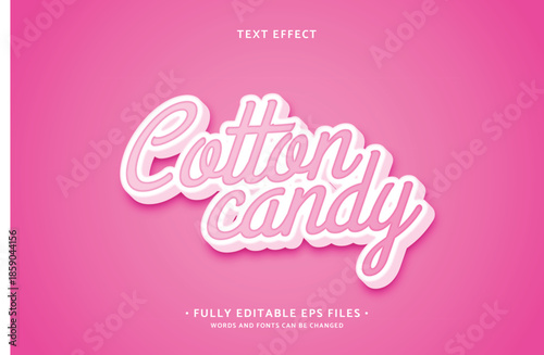 Pink background with cotton candy text in white neon script font