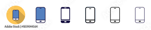 Mobile Phone Icon Set Minimalist Design Representing Communication Gadget Device and Wireless Technology