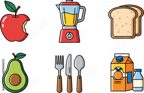 Healthy Breakfast Icons for Morning Meal Planning
