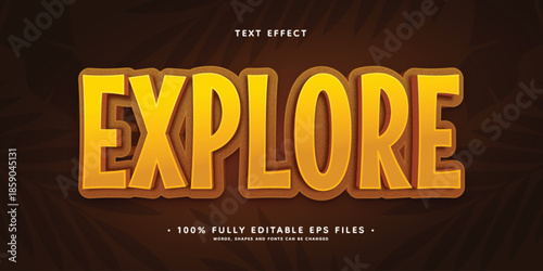 Large yellow text with word explore on dark background for travel or adventure concepts