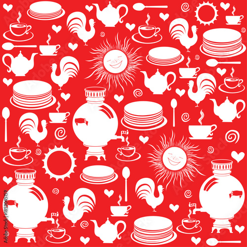 Shrovetide or Maslenitsa. Holiday Shrovetide. Russian folk festivities. The symbols of the holiday is pancakes and sun.  Great Russian holiday.  Vector illustration.