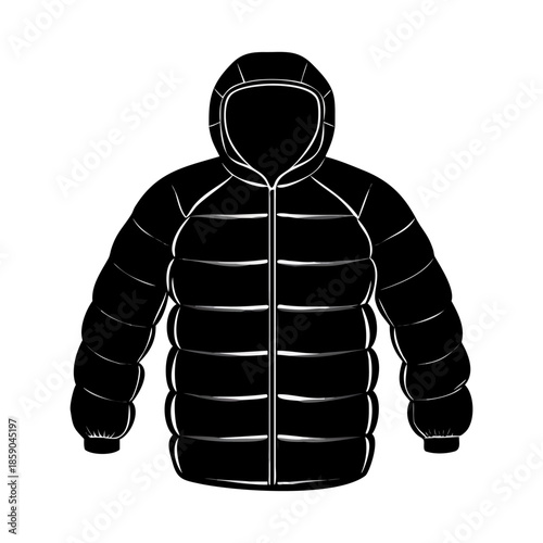A puffer jacket icon bold outline vector illustration design