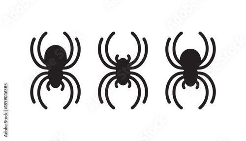 black color spider set silhouette vector illustration, solid white background