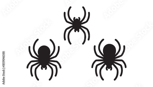 black color spider set silhouette vector illustration, solid white background