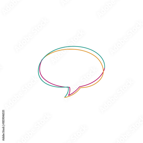 Speech bubble outline with colorful borders, empty space for text, communication concept
