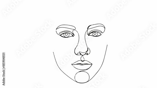 Minimalist line art portrait of a serene face, conveying elegance and simplicity