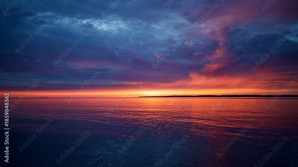 Fototapeta premium sunset over the ocean in halls harbour