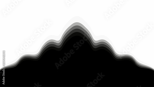 Abstract, flowing gradient of black and white creating a sense of depth and peak.
