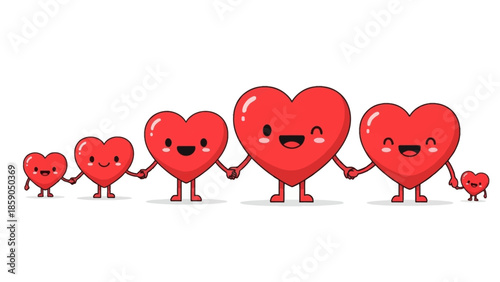 Heart Family A cheerful illustration of a family of hearts holding hands, representing love and togetherness