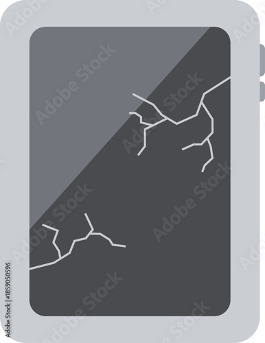 画面が割れたタブレット端末のアイコンイラスト
