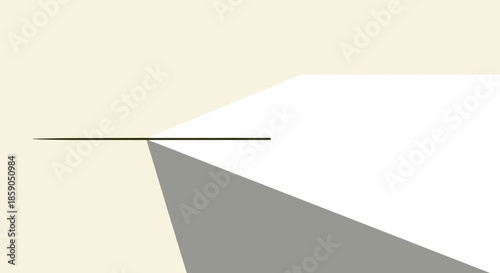 A minimalist abstract composition with a thin horizontal line casting a long shadow on a plain background.