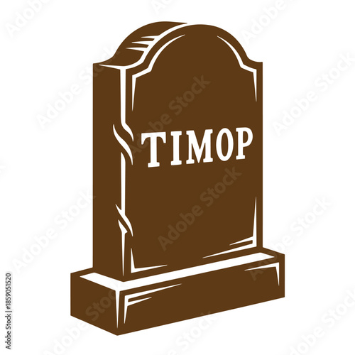 Vintage Brown tombstone with the name Timop on it  a grave marker monument