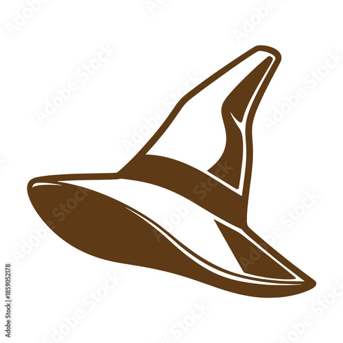 Vintage brownwitchhaticonsymbolforhalloweenormagicorwitchcraftorfantasyorcostume isolated on transparent background