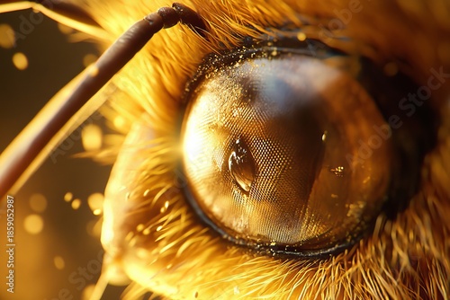 Fly compound eye with visible individual ommatidia