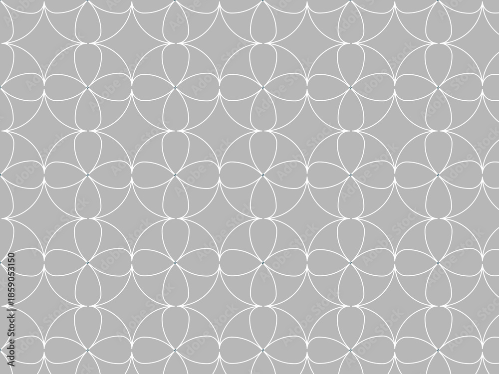 Fototapeta premium Gray Background with Repeating White Flower Circle Patterns image photo