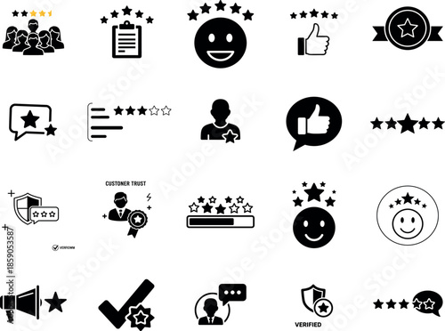 Collection of rating and feedback icons in various styles and formats