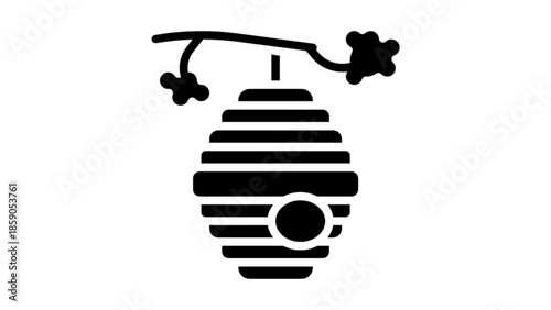 Beehive Icon Vector Illustration on Branch