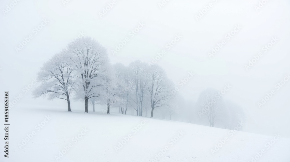Fototapeta premium Winter landscape in fog