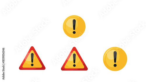 Four warning signs with exclamation marks on a white background, relating to geopolitics and security concerns.