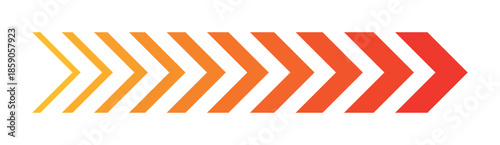 Abstract orange red thin gradient arrows vector icon representing direction progress speed movement navigation technology fast modern design chevron layout digital interface transition isolated