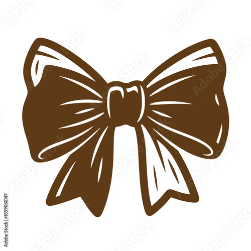 Vintage Brown ribbon bow tied in a classic elegant style for gift wrapping and decoration purposes