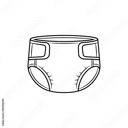 Diaper for toddlers in simple design on transparent background