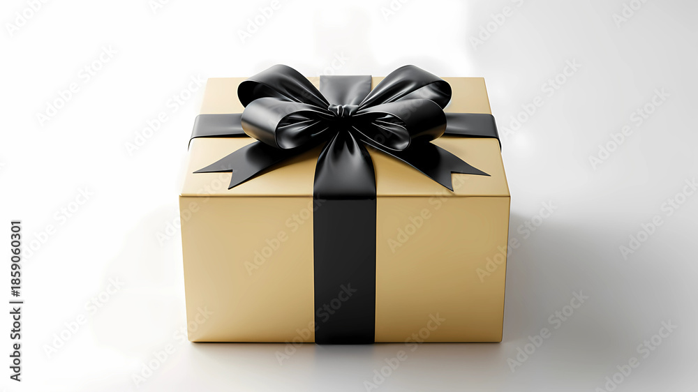 Fototapeta premium A gift box wrapped in brown paper with a black ribbon