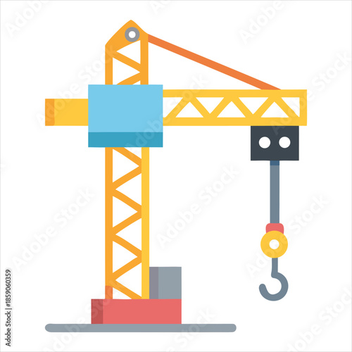 Industrial construction crane icon for building project site architectural