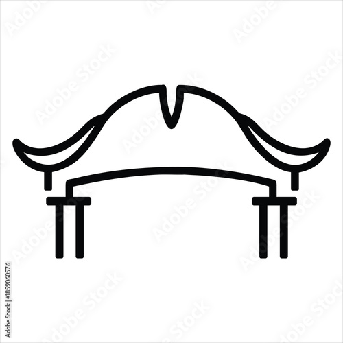 Outline icon of vintage tricorn hat, pirate or colonial era headwear