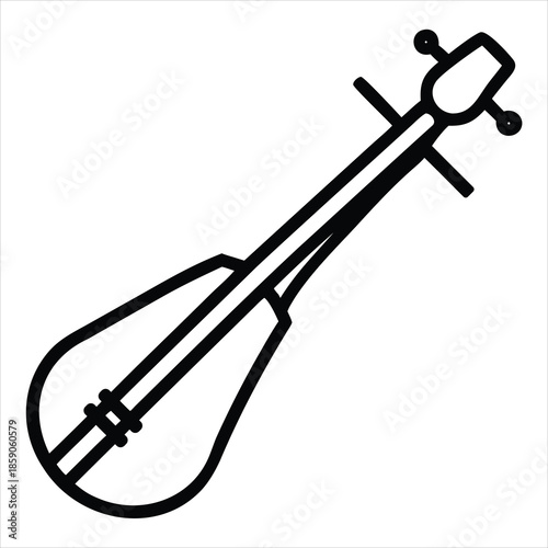Outline drawing of a small traditional chinese pipa string instrument