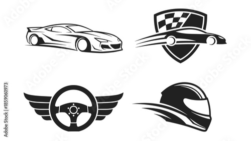 Automotive Racing and Speed Icons Set