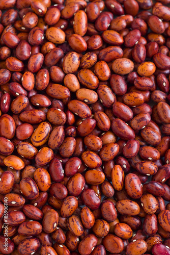 Close-up taken of red spotted pinto beans background