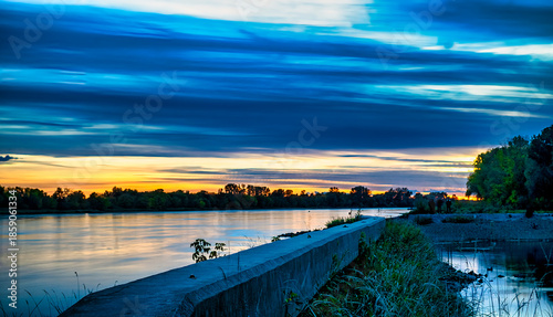 rzeka, woda, sundown, krajobraz, noc, krajobraz miasta © Krzysztof  Jaworski