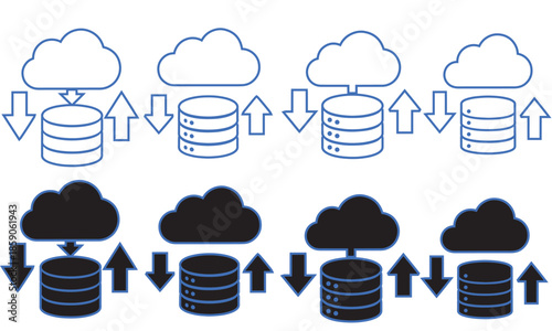A visual representation of cloud data synchronization process and database management cycle