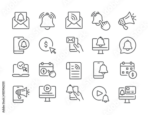 Notification Icons Vector Collection of Social Media Advertising and Digital Marketing Messages and Alerts