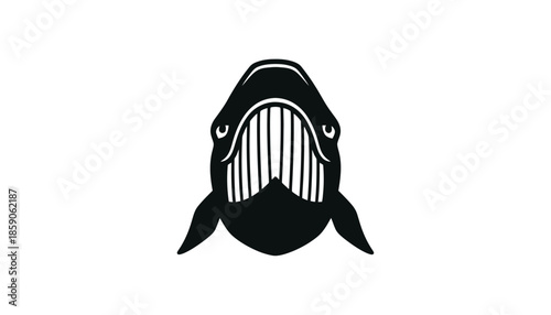 Black Whale Wearing Face Mask on White Background