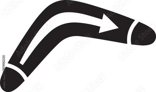 Flying boomerang silhouette vector black on a white background