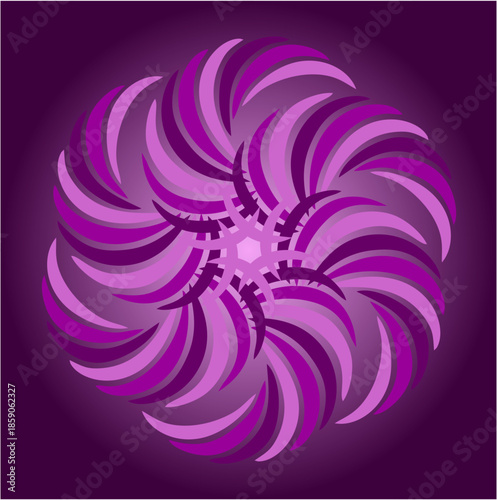 Swirling petals of violet light spiral inward and outward, blending mystery, calm, motion, and dreamlike energy in mesmerizing harmony tonight.