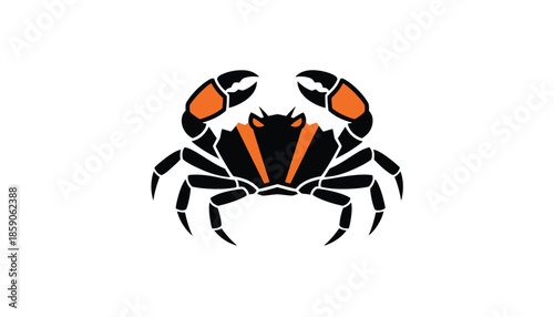 Black and Orange Crab Isolated on White Background