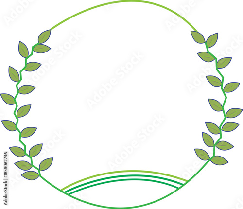 Set of Three Vertical Green Leafy Vines Growing from a Textured Horizontal Base for Nature and Environmentally Friendly Designs