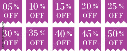 Discount Sale Off Icon set. Promo banner with percent off signs. Vector seamless sale discount border for promotion, best price. Discount tags design template, extra promo, vector illustration.