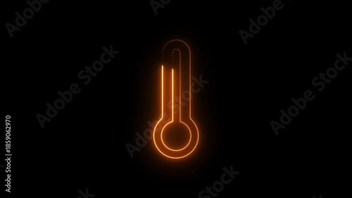 neon Medical thermometer icon animation, thermometer icon video motion,digital thermometer icon for fever check and health monitor animation,temperature icon on black background.