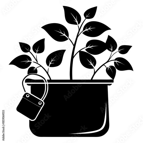 Tableau sur toile pocketbook plant silhouette on white background