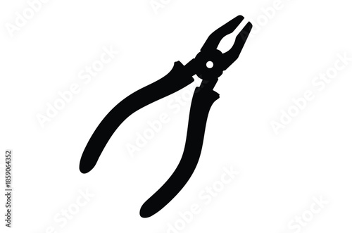 Pliers Silhouette, Black pliers icon. Vector illustration