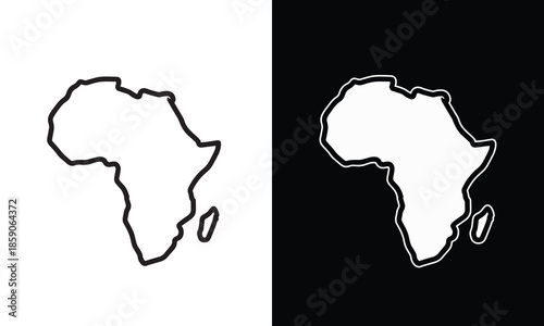Minimalist vector illustration showing the outline map of the african continent