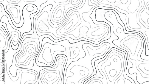 Horizontal topographic map on transparent background. Editable stroke. Topographic map lines, contour background. Geographic abstract grid. Paper texture Imitation of geographical map shades contours