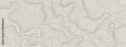 Horizontal wide background of the vintage topographic map. Editable stroke. Topographic map lines, contour background. Geographic abstract grid. Paper texture Imitation of a geographical map shades