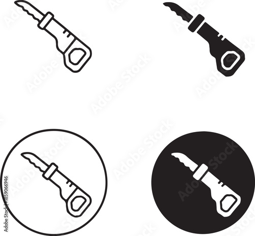 Collection of pocket knife icons in various styles isolated on white background, Vector, illustration