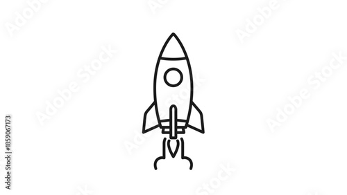 Rocket ship launching into the sky with flames, Generative AI.